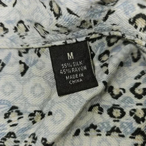 Tasso Elba Men’s Silk Hawaiian Shirt M | Taupe Palm Print Camp Button-Up - Picture 16 of 16